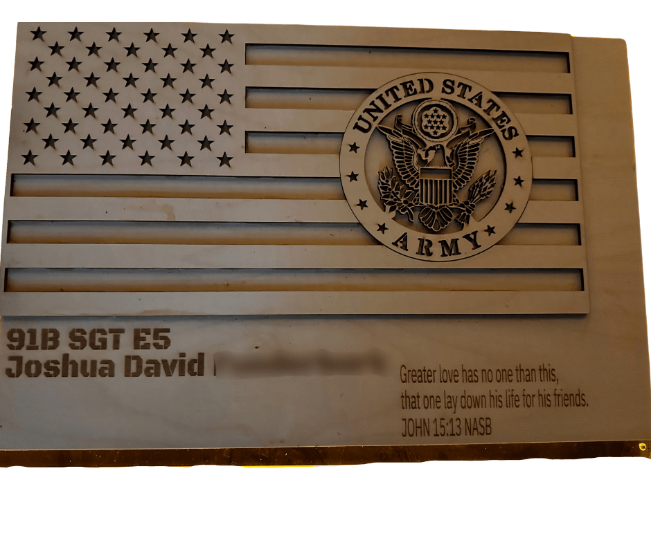 Personalized US Army Wooden Flag