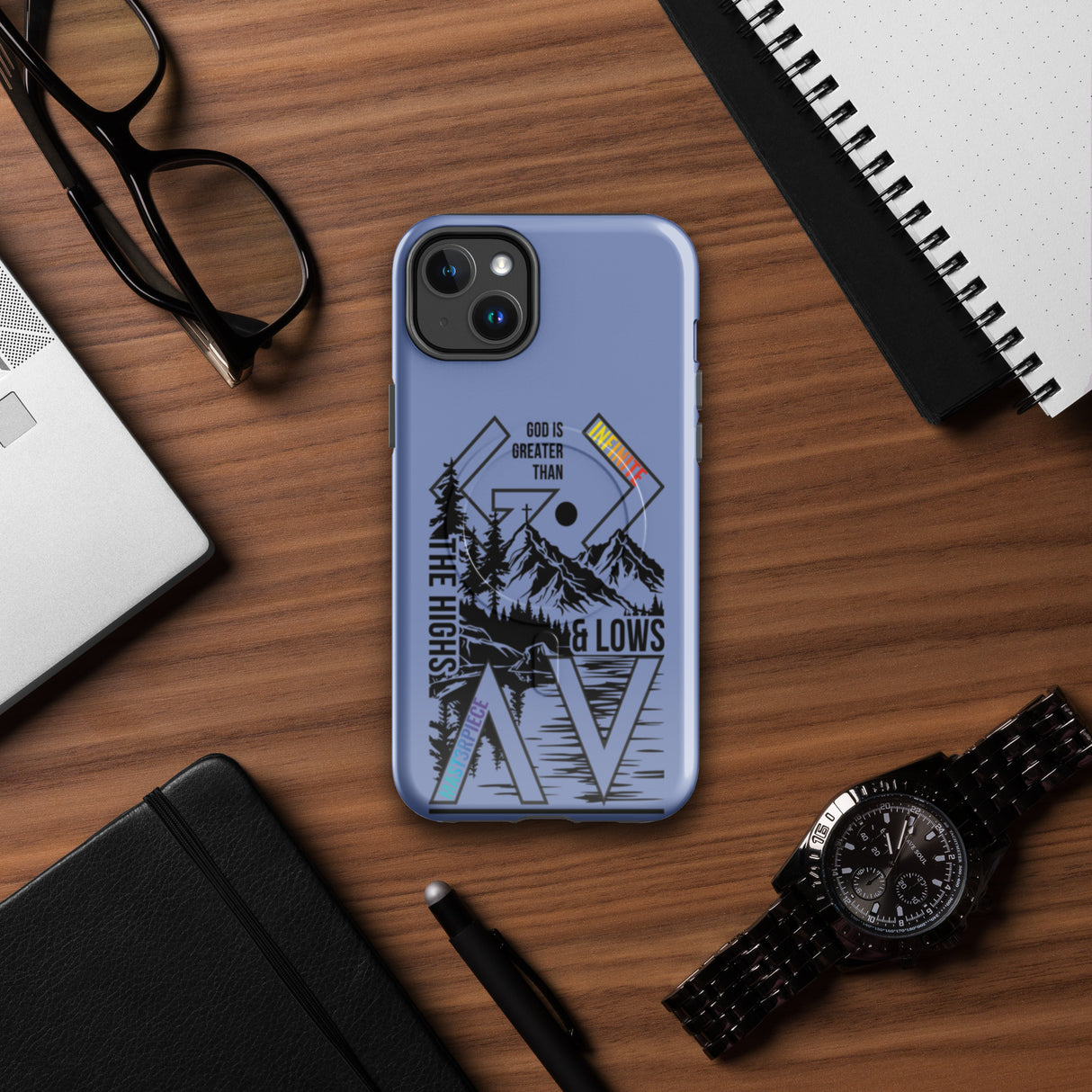 God is Greater Than Slate Blue MagSafe iPhone Case.