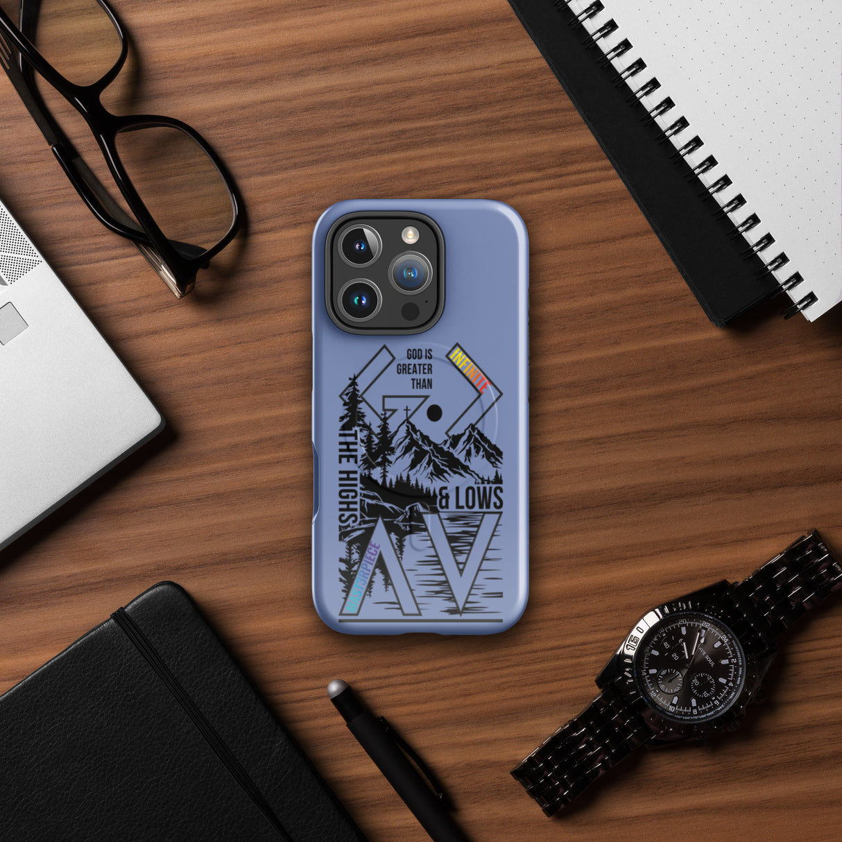 God is Greater Than Slate Blue MagSafe iPhone Case.