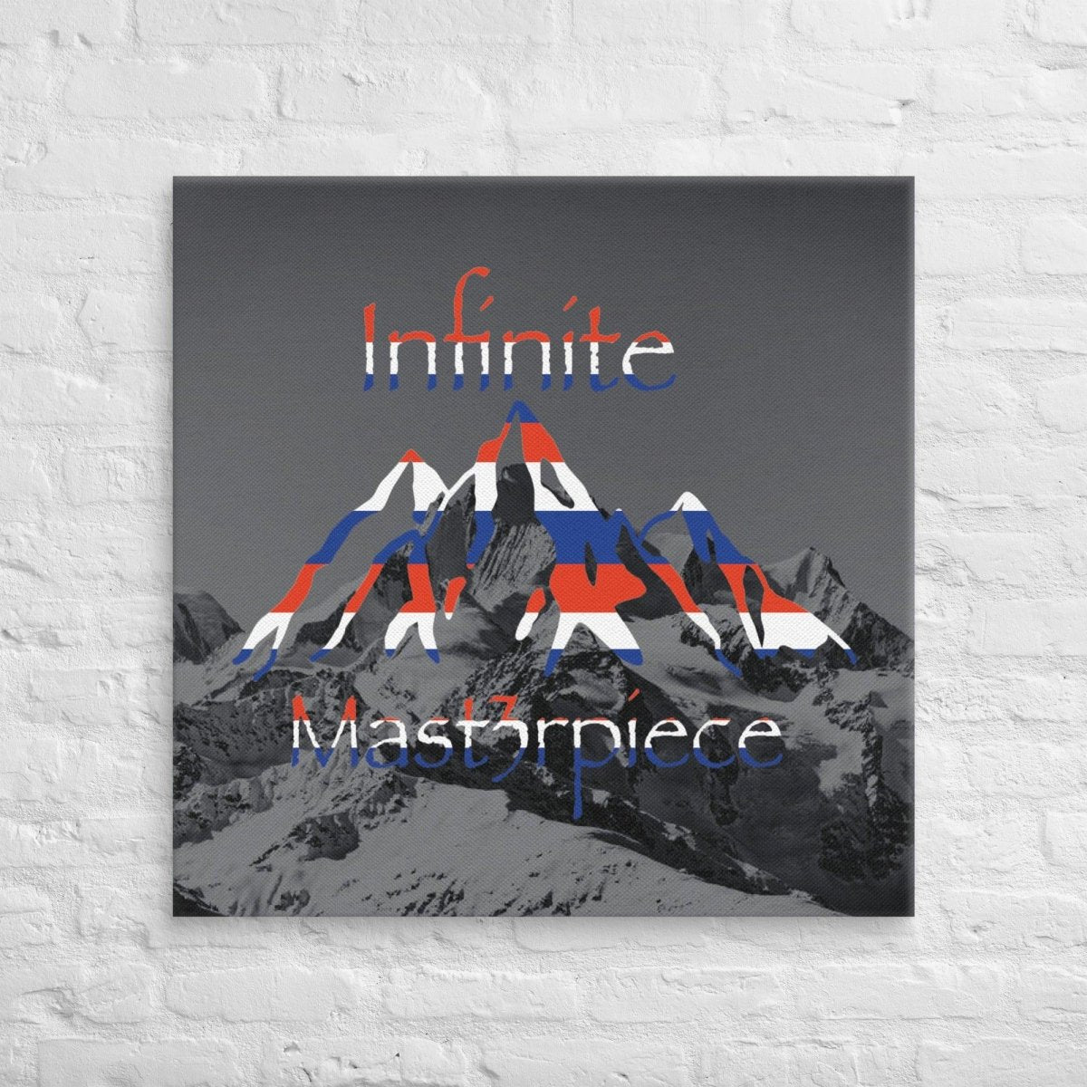 Red, White and Blue "Legend" Printed Snowy Mountain Peaks Canvas - Infinite Mast3rpiece - 