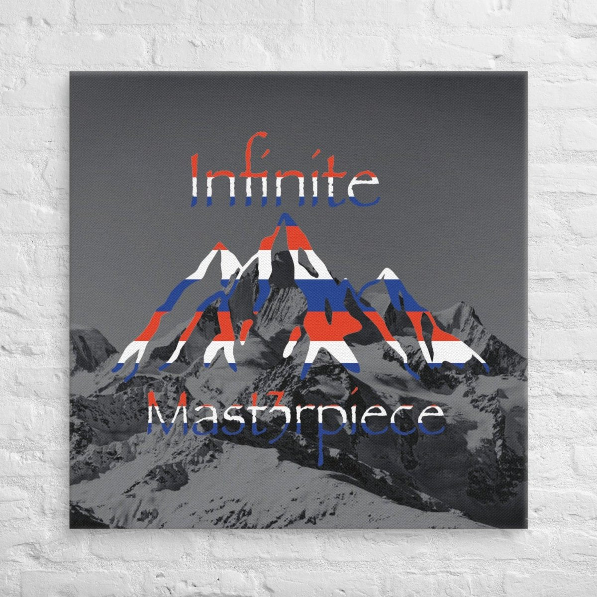 Red, White and Blue "Legend" Printed Snowy Mountain Peaks Canvas - Infinite Mast3rpiece - 
