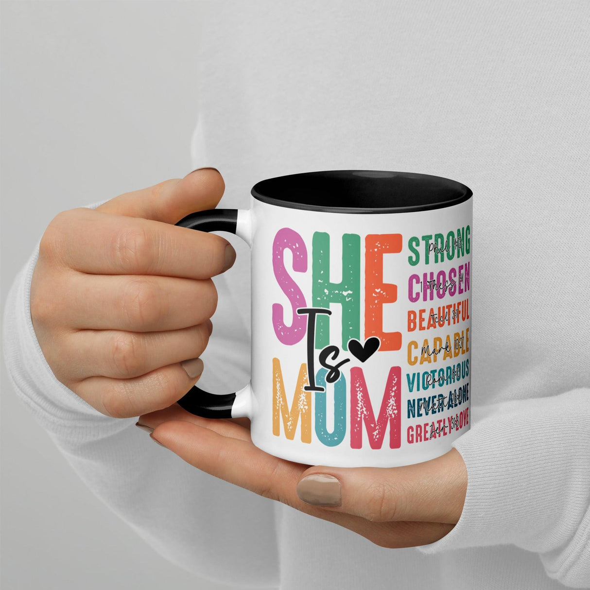She is Mom Scripture Colorful Mug
