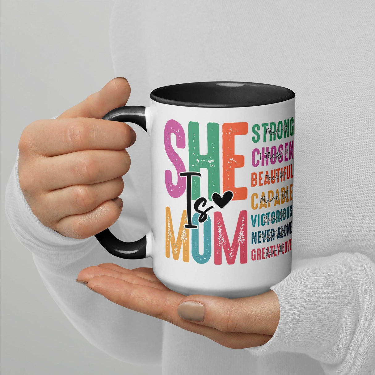 She is Mom Scripture Colorful Mug