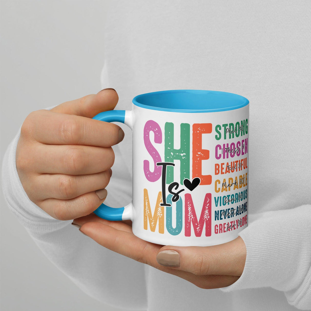 She is Mom Scripture Colorful Mug