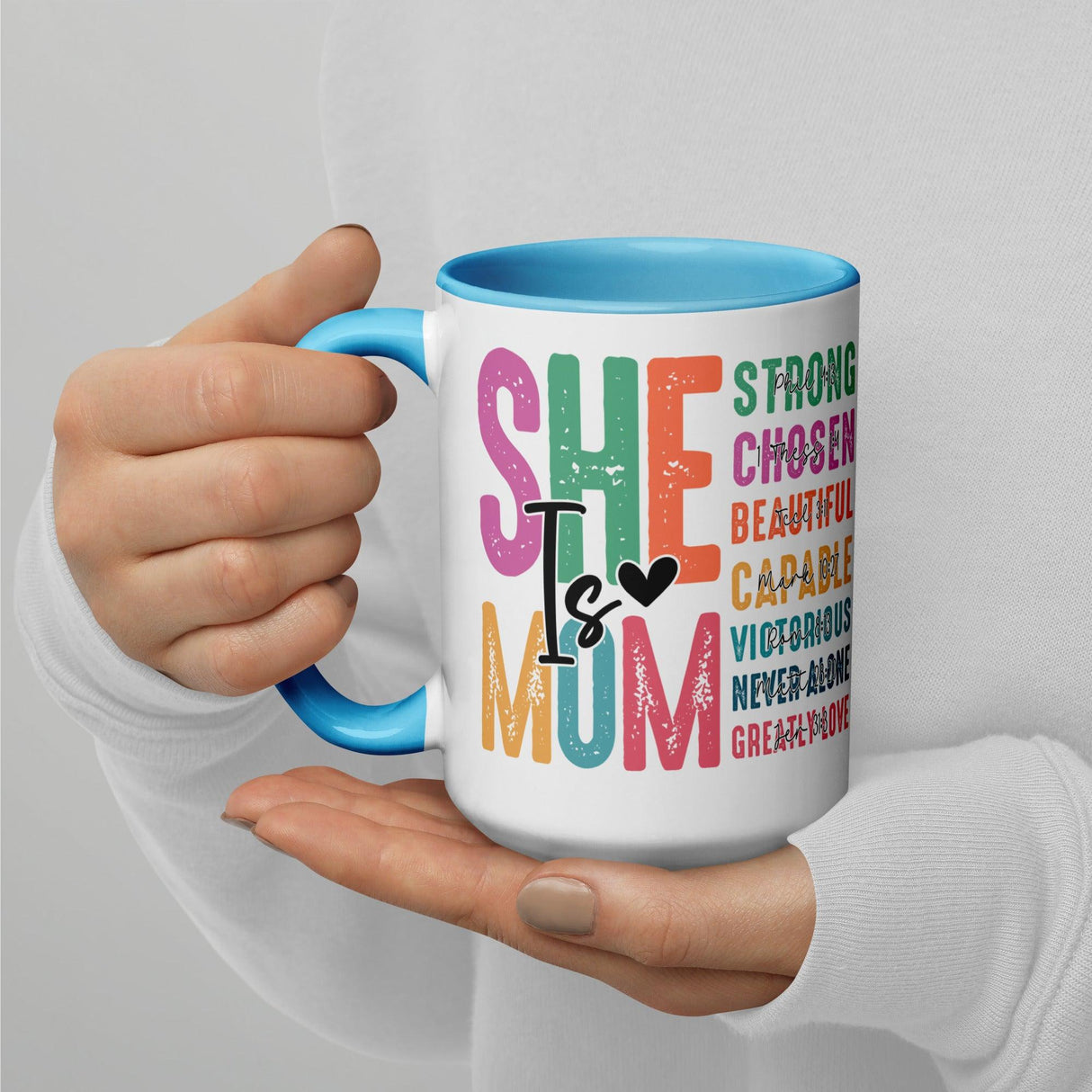 She is Mom Scripture Colorful Mug