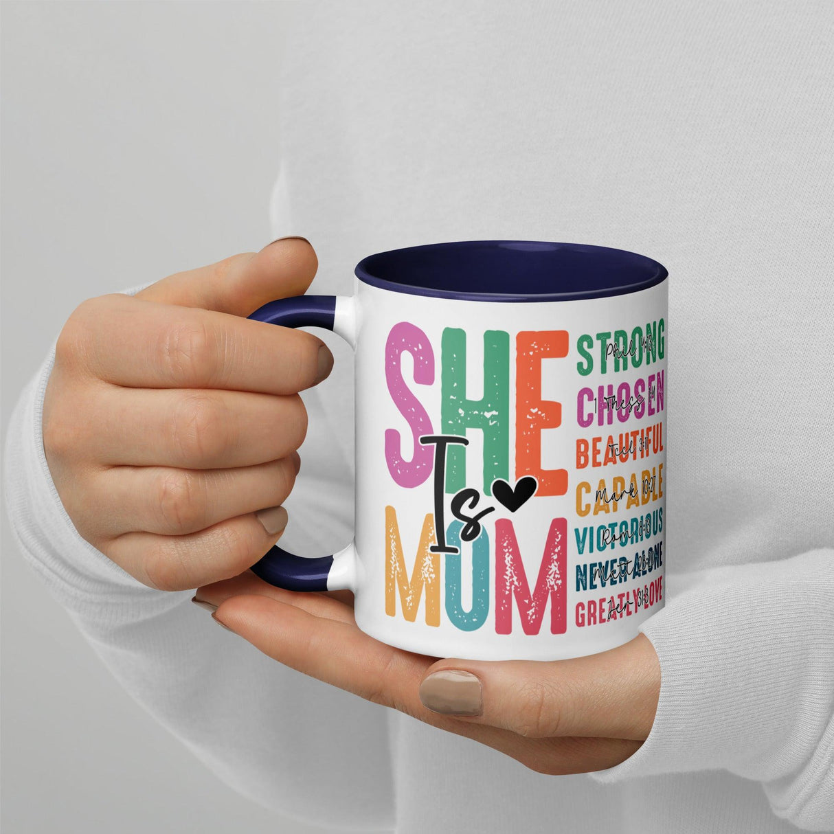 She is Mom Scripture Colorful Mug