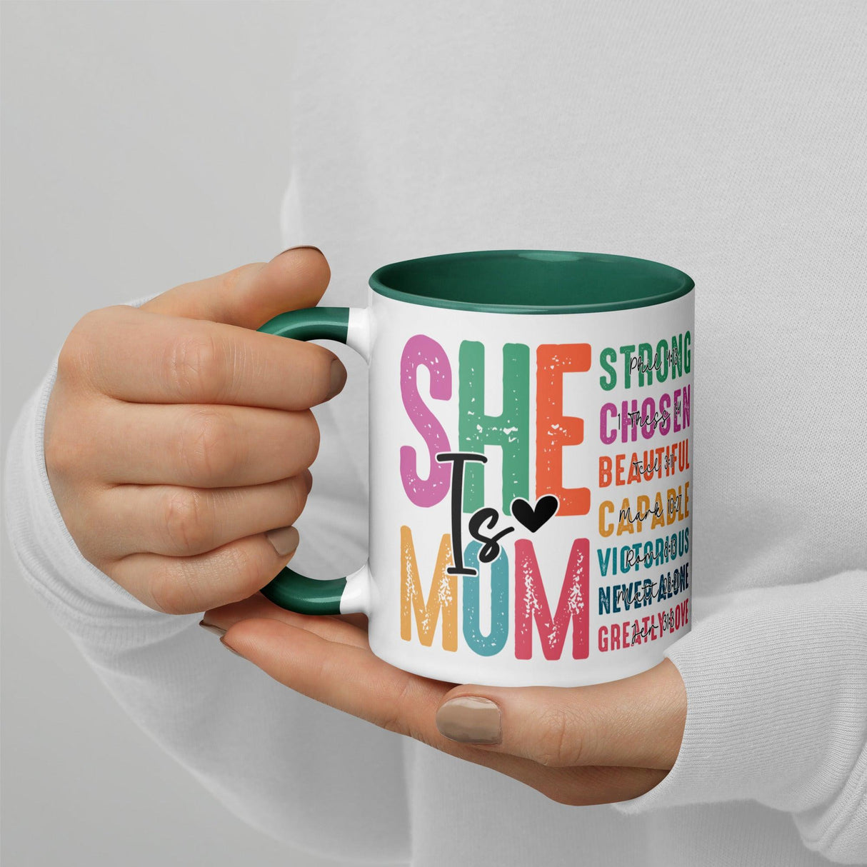 She is Mom Scripture Colorful Mug