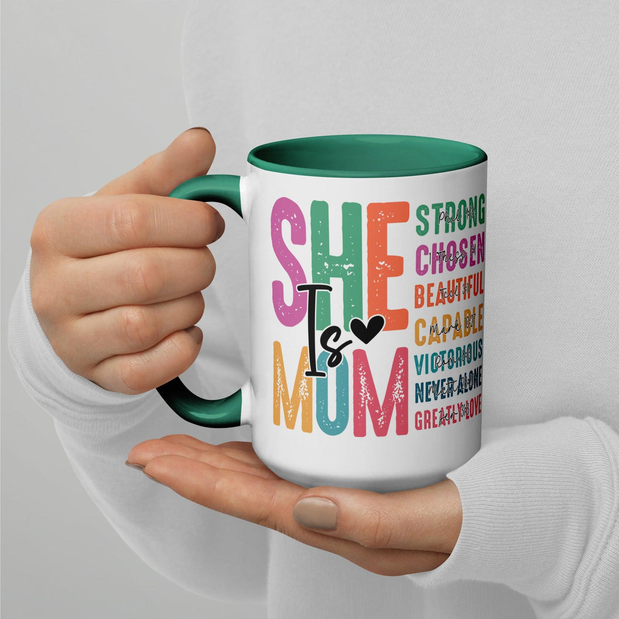 She is Mom Scripture Colorful Mug