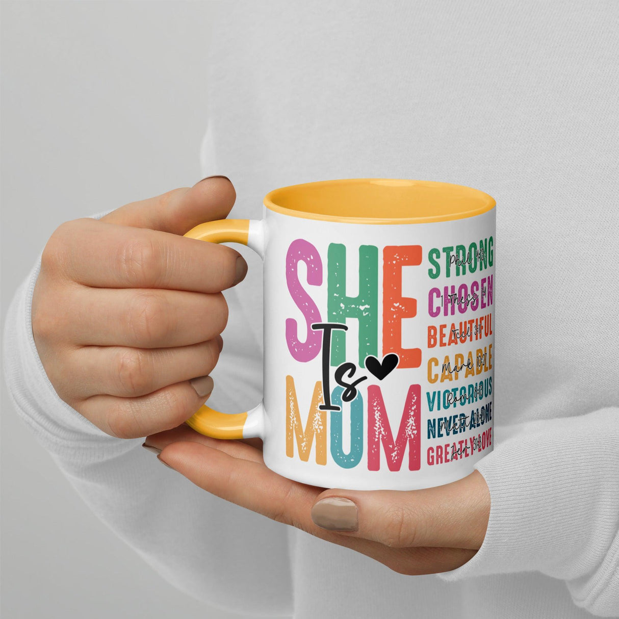 She is Mom Scripture Colorful Mug