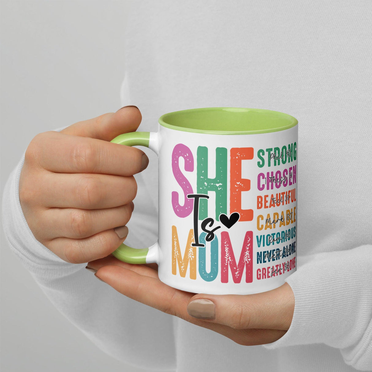 She is Mom Scripture Colorful Mug