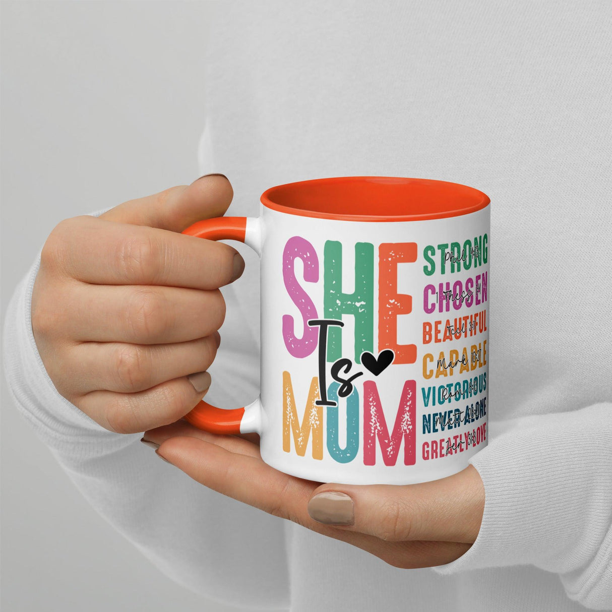 She is Mom Scripture Colorful Mug