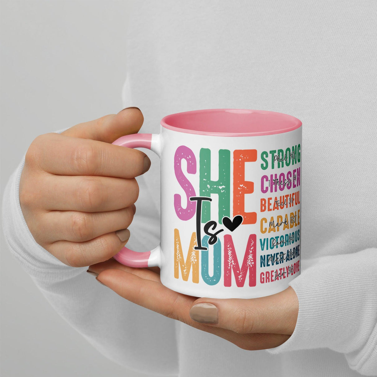 She is Mom Scripture Colorful Mug