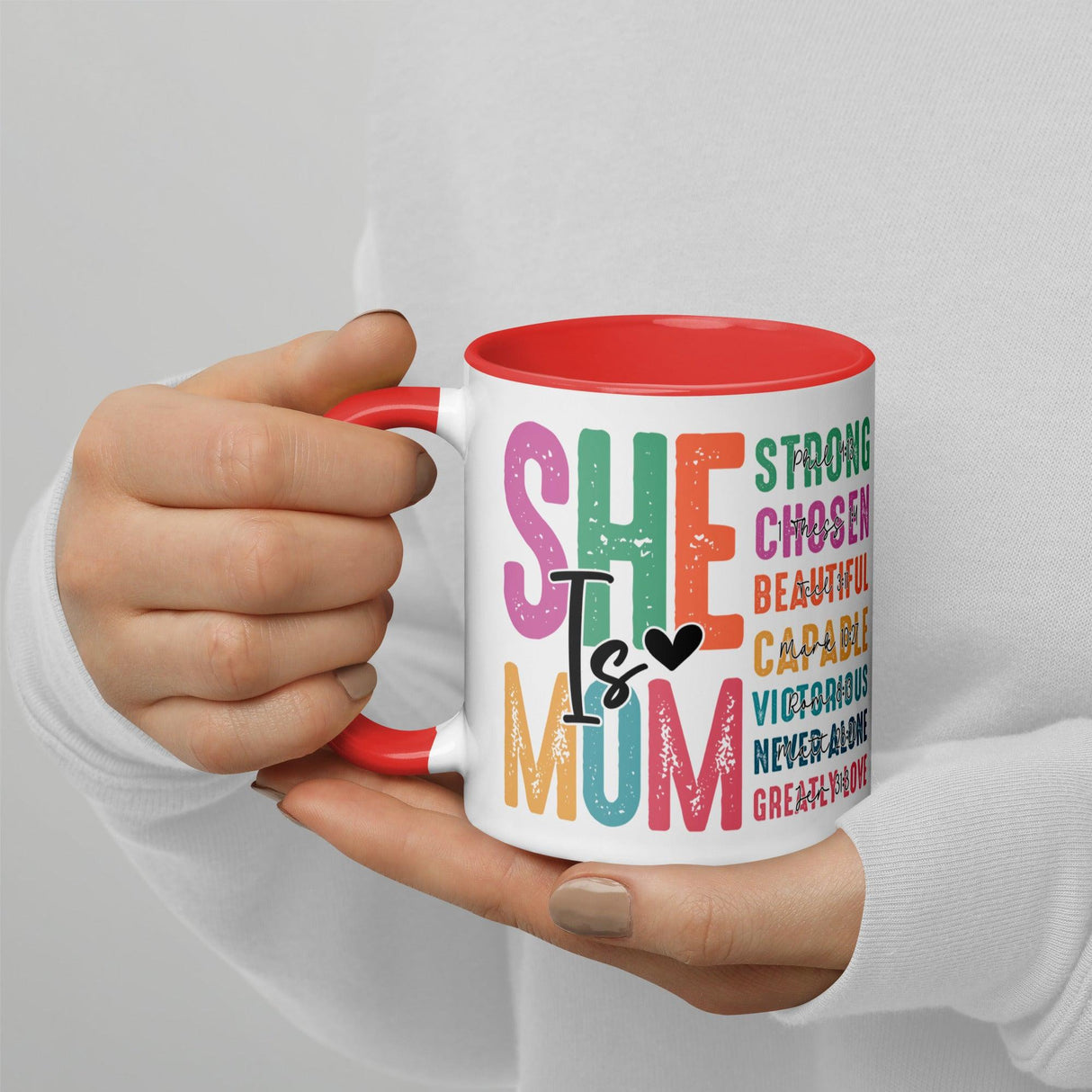 She is Mom Scripture Colorful Mug