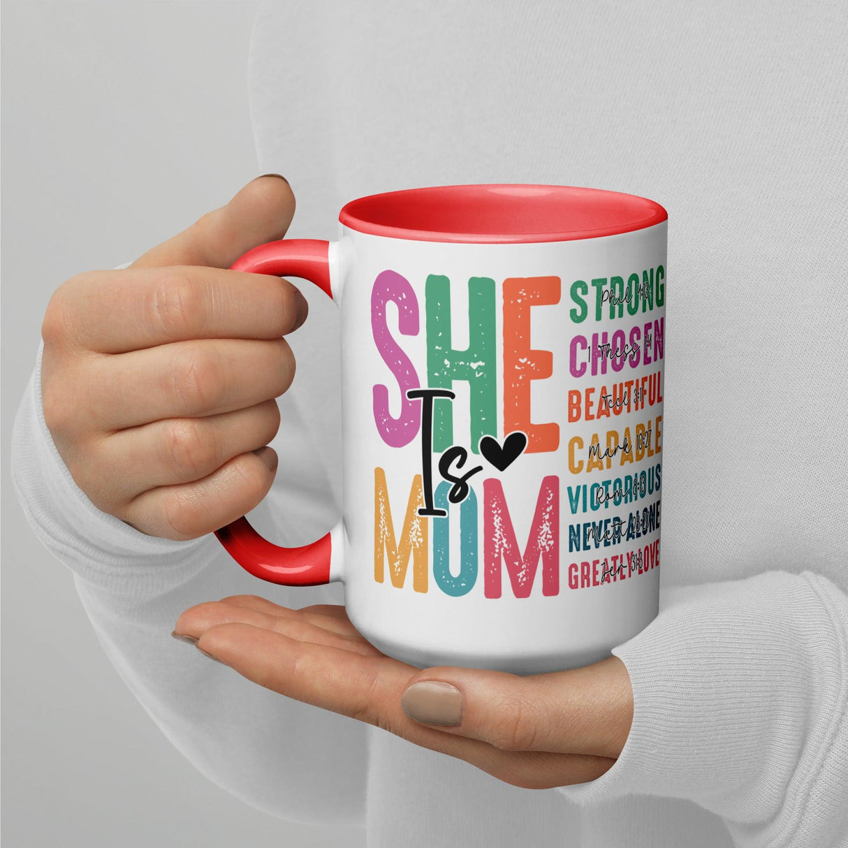 She is Mom Scripture Colorful Mug