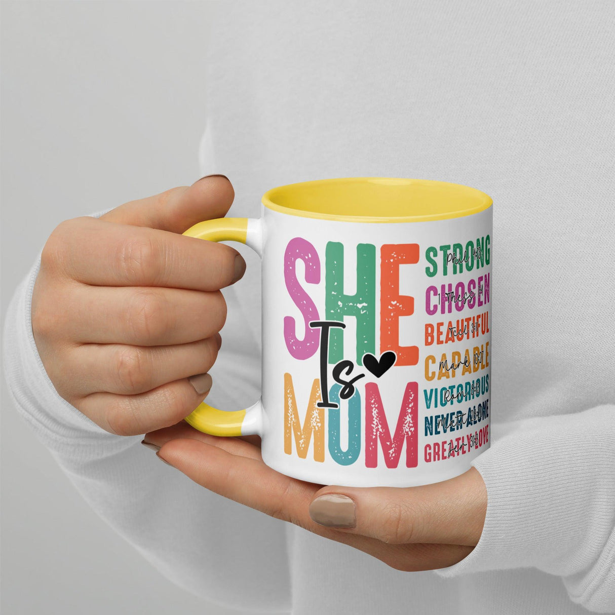 She is Mom Scripture Colorful Mug